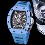 Swiss Replica Richard Mille RM11-03 Blue Ceramic Bezel Skeleton Dial Watch